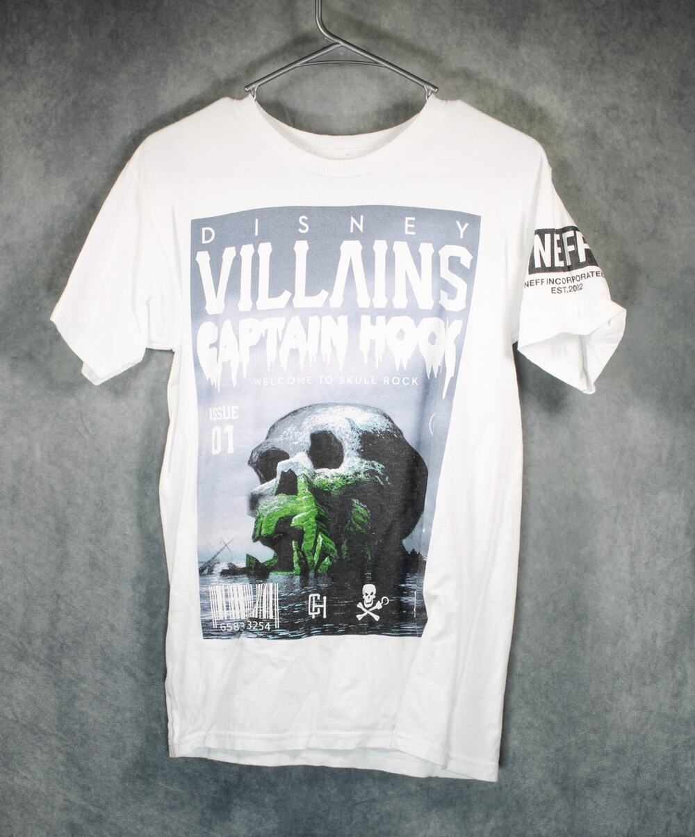 Disney x Neff Villains Captain Hook Skull Rock Graphic T-Shirt Small White